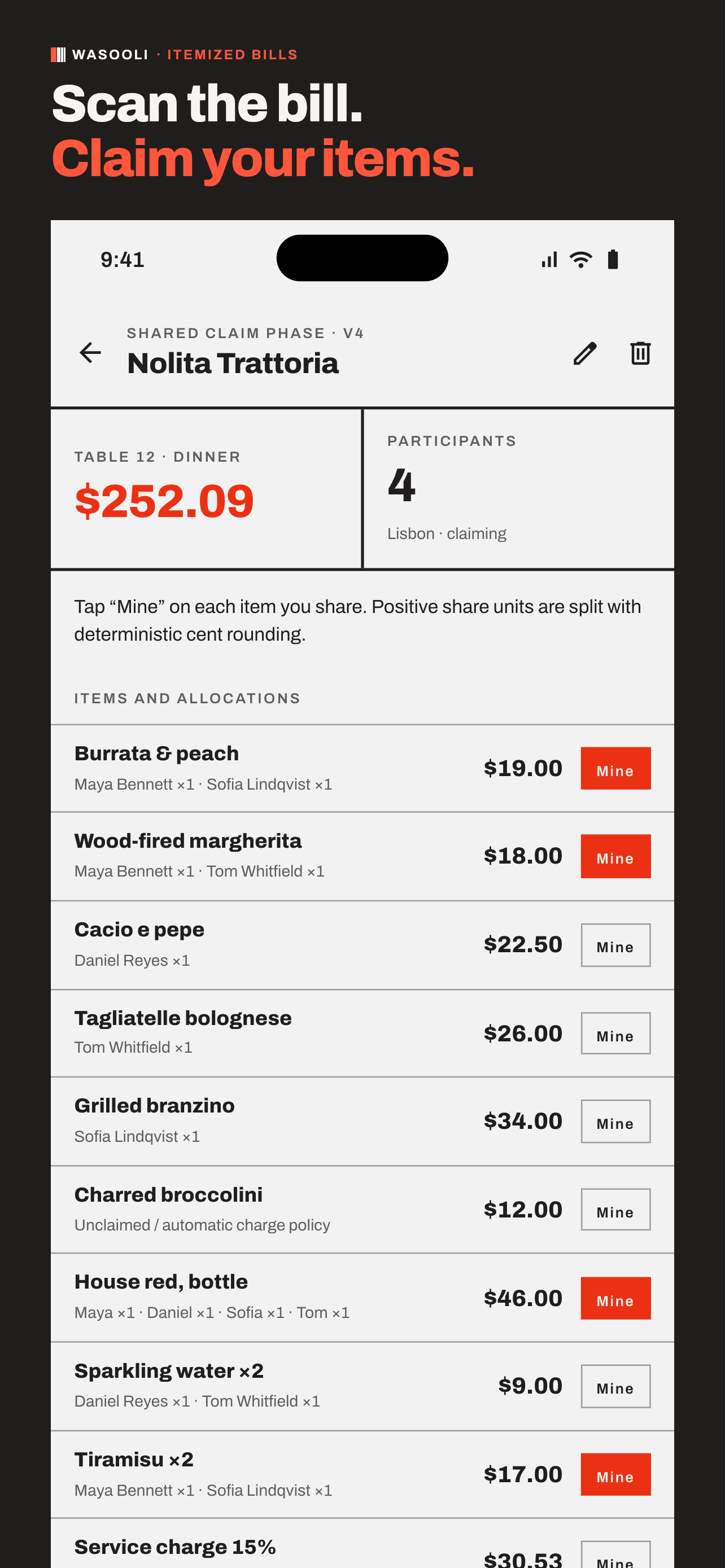Wasooli iOS itemized receipt claims